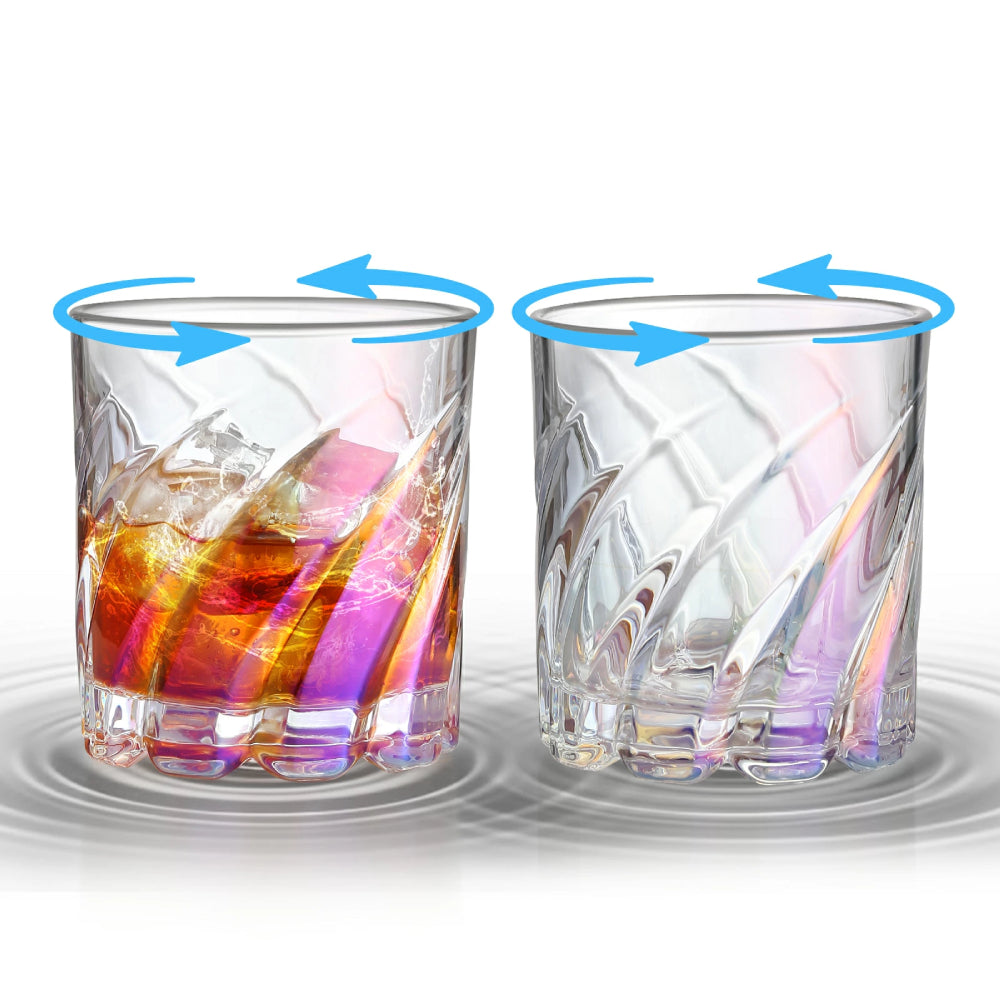 【回転で飲み物を混ぜる】ロックグラス スピングラス 回転 虹色 男性 誕生日プレゼント ウィスキーグラス 父の日 退職祝い 昇進祝い 新築祝い 送別品 焼酎グラス 化粧箱入り 285ml×2
