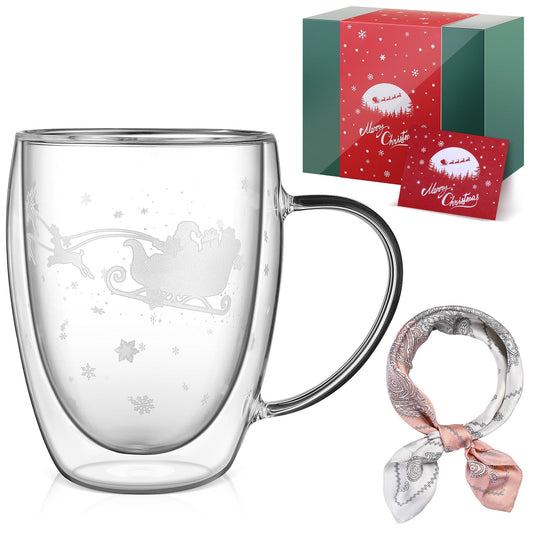 クリスマス限定 夜光サンタのダブルウォールグラス